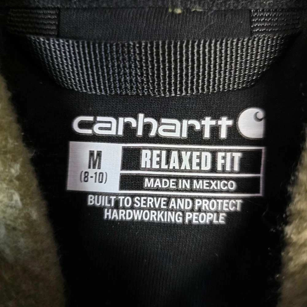 Carhartt Womens Relaxed Fit Camo Hoodie Green Black Logo Pullover Medium 8-10